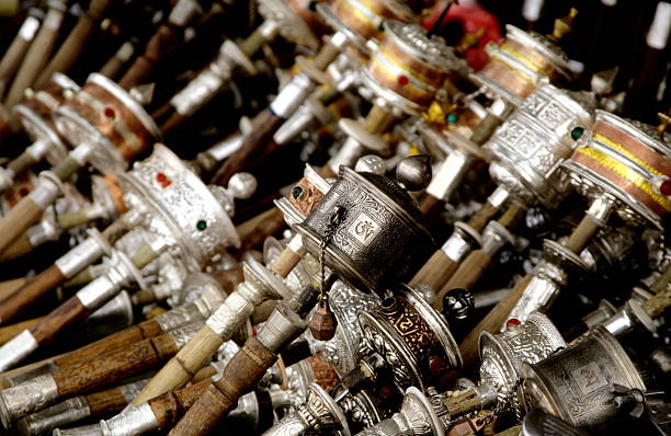 prayer wheels stock photo