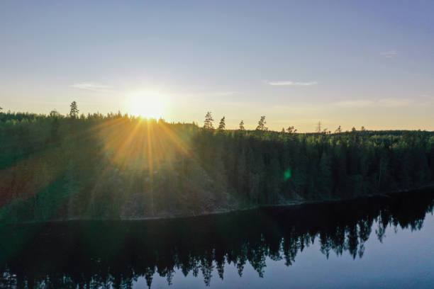 istock Finland lake nature beautiful sunset arial view 1334411882