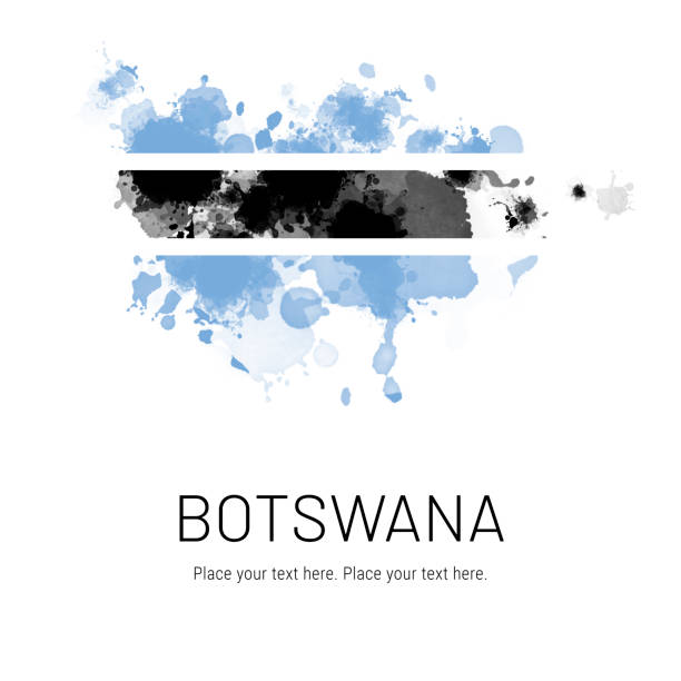 Flag of Botswana ink splat on white background. Splatter grunge effect. Copy space. Solid background. Text sample.