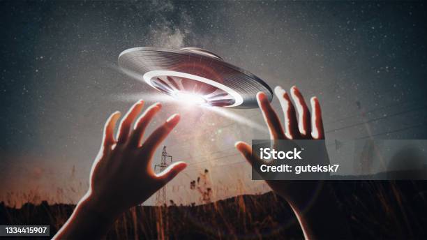 Unidentified Flying Object Ufo Flies Over The Forest Concept 3d Illustration Stock Photo - Download Image Now