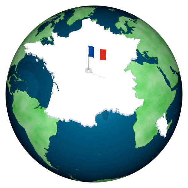 Profile, borders and flag of the nation, with the world in the background.\