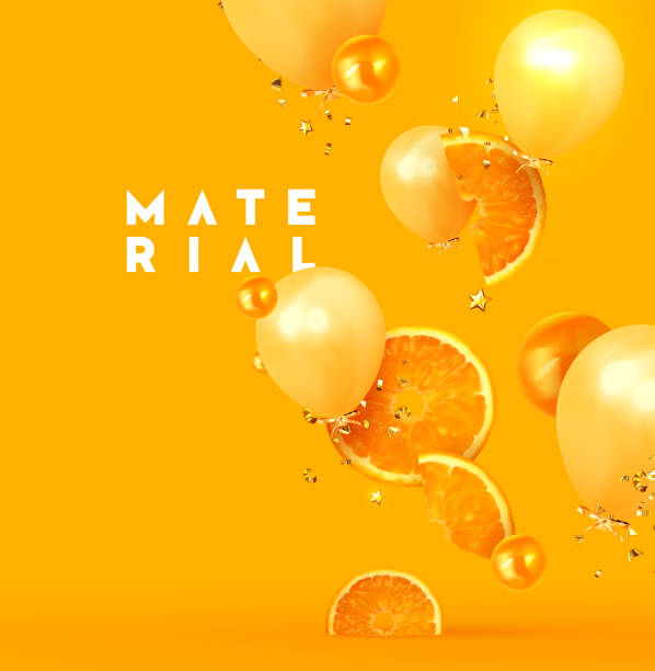 ilustrações de stock, clip art, desenhos animados e ícones de orange fruit realistic design slices and halves - orange background