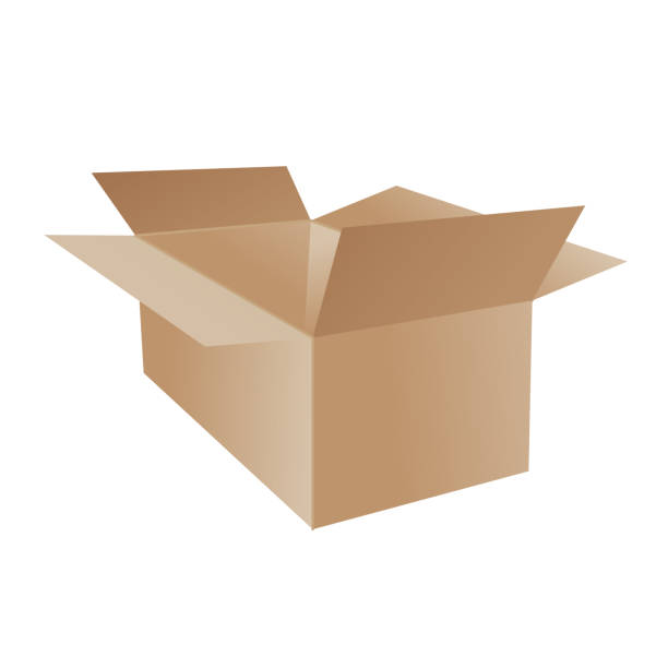 istock Box. Cardboard box mockup. Mail container. Brown recycling cardboard delivery box or postal parcel packaging, realistic vector illustration isolated on white background 1334428306