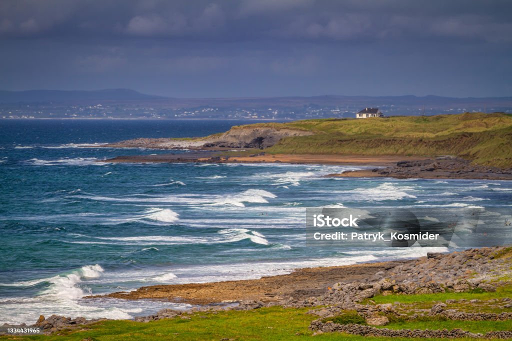 Huge waves at Fanore beach in County Clare Huge waves at Fanore beach in County Clare. Ireland. Beach Stock Photo