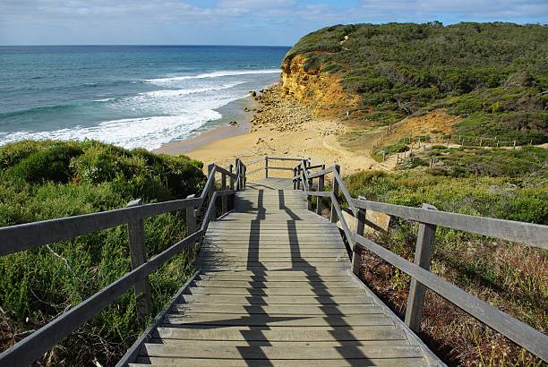 istock Stairs to famous Bells Beach 133443243