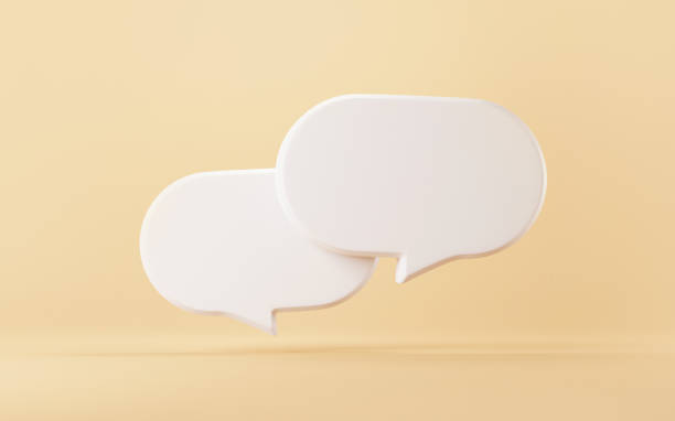 Two bubble talk or comment sign symbol on yellow background. stock photo