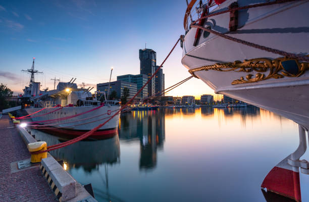istock Harbor in Gdynia with modern architecture at dusk 1334433321
