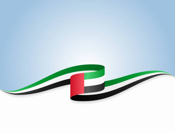 ilustraciones, imágenes clip art, dibujos animados e iconos de stock de bandera de los emiratos árabes unidos ondulado fondo abstracto. ilustración vectorial. - united arab emirates illustrations