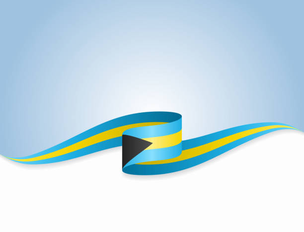 illustrazioni stock, clip art, cartoni animati e icone di tendenza di bandiera delle bahamas sfondo astratto ondulato. illustrazione vettoriale. - bahamian flag