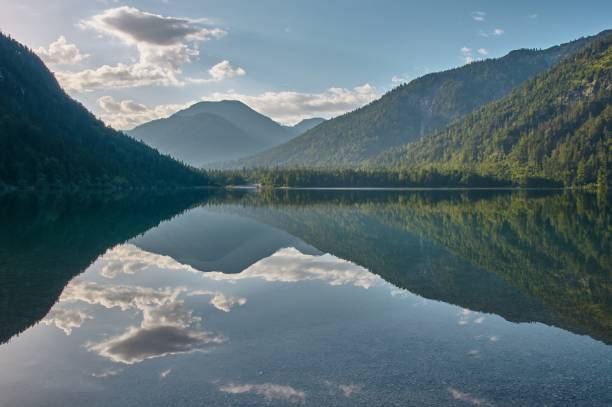 istock Mirroring mountain lake during sunrise. 1334434479
