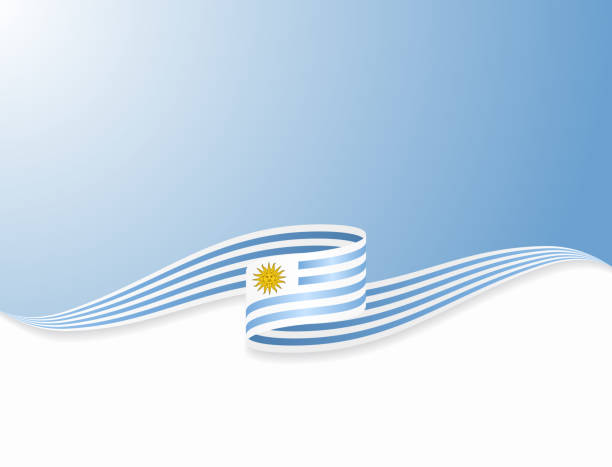 uruguayan flag wavy abstract background. vector illustration. - uruguay 幅插畫檔、美工圖案、卡通及圖標