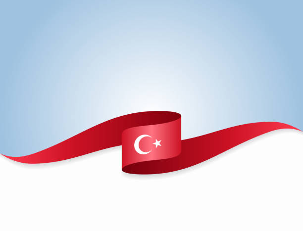 ilustraciones, imágenes clip art, dibujos animados e iconos de stock de bandera turca ondulada fondo abstracto. ilustración vectorial. - bandera turca