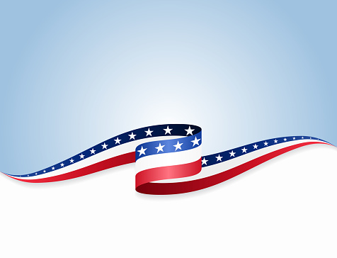 American flag wavy abstract background layout. Vector illustration.