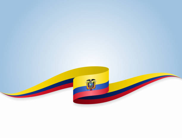 ilustraciones, imágenes clip art, dibujos animados e iconos de stock de bandera ecuatoriana ondulada de fondo abstracto. ilustración vectorial. - ecuador