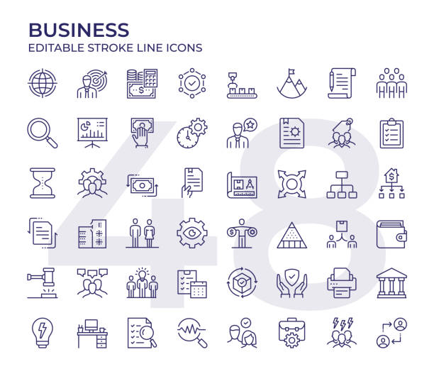 business line icon set - efficiency finance computer icon symbol stock-grafiken, -clipart, -cartoons und -symbole