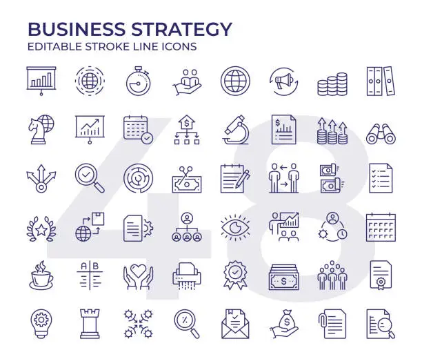Vector illustration of Business Strategy Line Icons