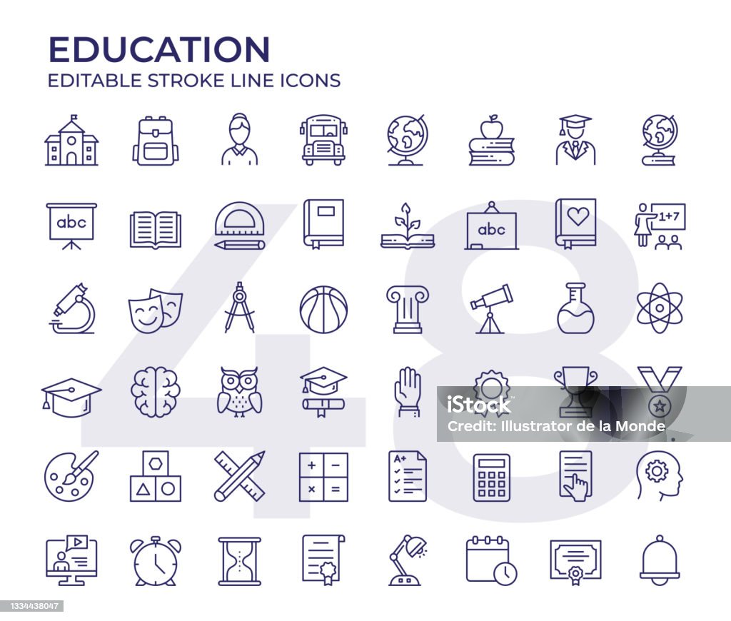 Education Line Icons Vector Style Education Editable Stroke Line Icon Set Icon stock vector