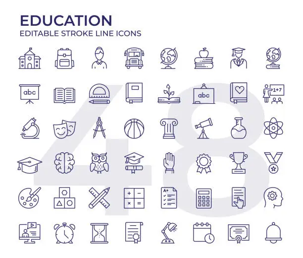 Vector illustration of Education Line Icons