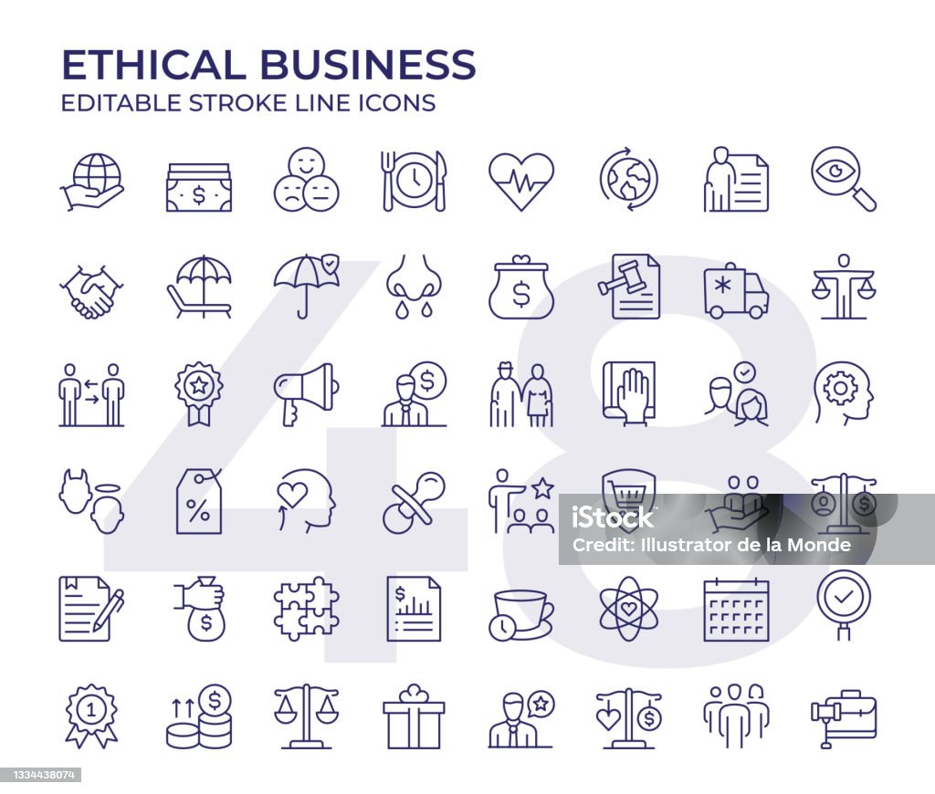 Ethische Business Line Icons - Lizenzfrei Icon Vektorgrafik