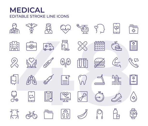 ilustrações de stock, clip art, desenhos animados e ícones de medical line icons - health insurance