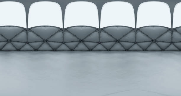 istock 3D rendering. 360 degree HDRI map. A round room with soft, safe walls and white lighting. Laboratory or gateway. 1334438687