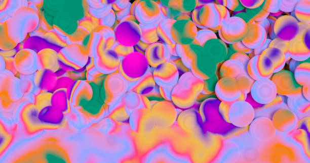 istock 3d rendering. Abstract background. An illustration of multi-colored fluffy shapes. 1334439350