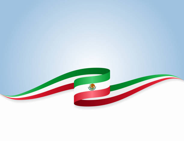 ilustraciones, imágenes clip art, dibujos animados e iconos de stock de bandera mexicana ondulada fondo abstracto. ilustración vectorial. - bandera mexicana