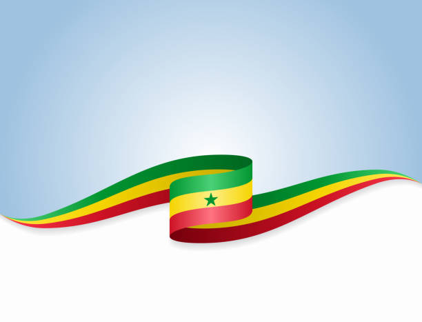 senegalesische flagge wellt abstrakter hintergrund. vektorillustration. - flag of senegal stock-grafiken, -clipart, -cartoons und -symbole