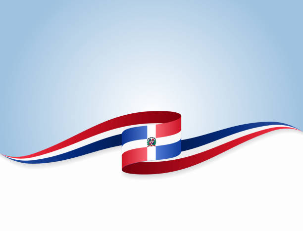 ilustrações, clipart, desenhos animados e ícones de bandeira da república dominicana ondulado fundo abstrato. ilustração vetorial. - dominican flag