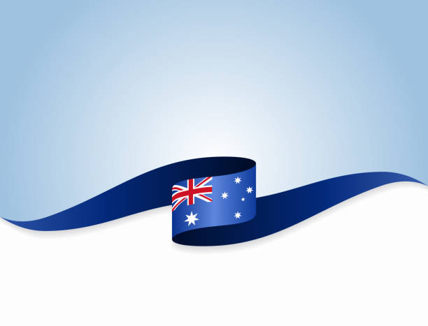 illustrazioni stock, clip art, cartoni animati e icone di tendenza di bandiera australiana sfondo astratto ondulato. illustrazione vettoriale. - australian flag