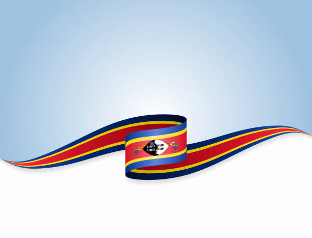 флаг эсватини волнистый абстрактный фон. векторная иллюстрация. - swaziland stock illustrations