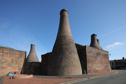 Bottle Kilns and pottery buildings in Stoke on Trent, UK