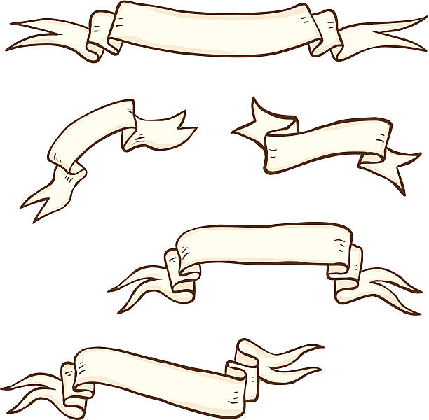 Aged Scrolls Aged scrolls. Illustrator 8.0; EPS v8; PDF 4.0; Hi-res jpeg; transparent PNG art name plates stock illustrations