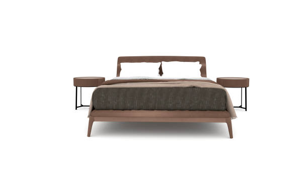 istock Modern double bed. Isolated on white background.3d illustration. 1334444461