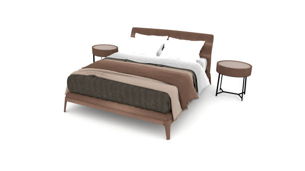 istock Modern double bed. Isolated on white background.3d illustration. 1334444468