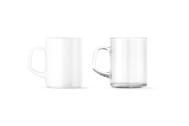 Blank ceramic and glass 8 oz mug with square handle mockup