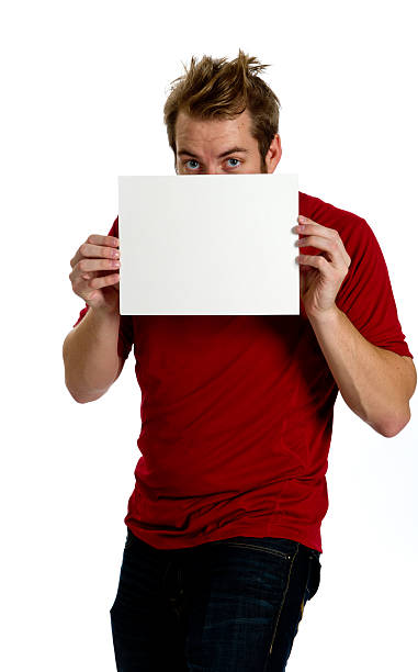 istock Excited Young Man holding a blank white sign 133444853