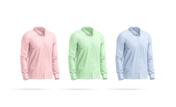 istock Blank colore classic shirt mockup set, side view 1334448790