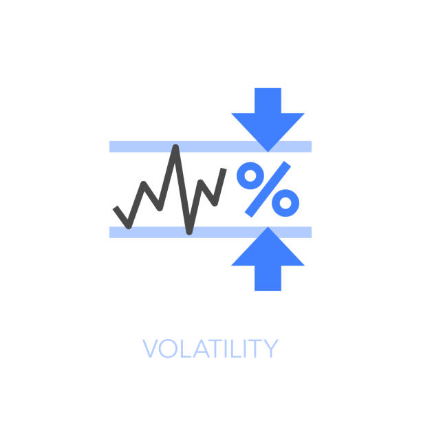 ilustrações de stock, clip art, desenhos animados e ícones de volatility symbol with a graph in a specific period of time and a percentage symbol - specific