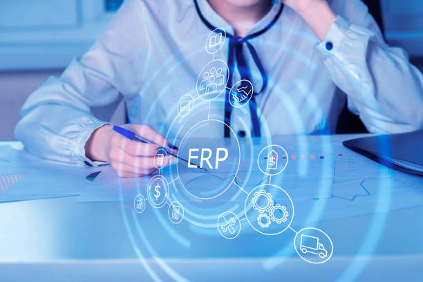 istock erp integration system business concept, enterprise resource planning system for management database, digital technology software for hr and service 1334451943