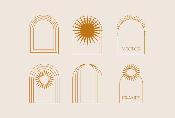Set of minimalistic linear arches. Modern vector illustration. Design elements, contemporary frames, Abstract Backgrounds. All elements are isolated Set of minimalistic linear arches. Modern vector illustration. Design elements, contemporary frames, Abstract Backgrounds. All elements are isolated arches stock illustrations