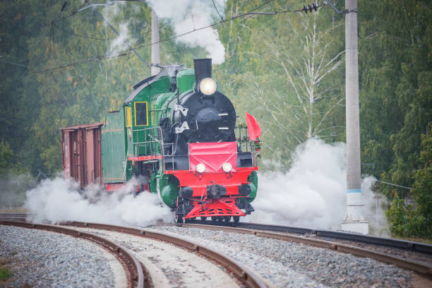 istock Retro train departs from the platform. Russia. 1334454784