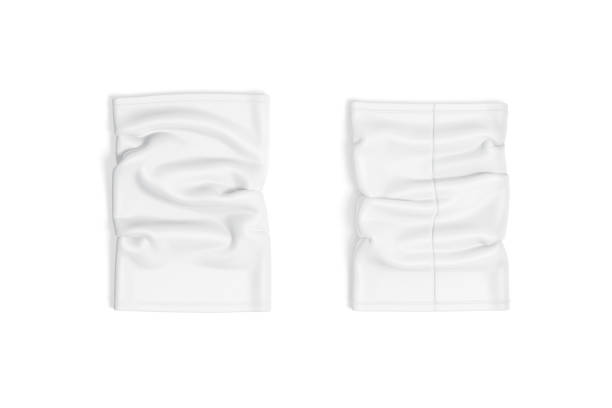 istock blank white neck gaiter mockup, front and back, top view 1334455482