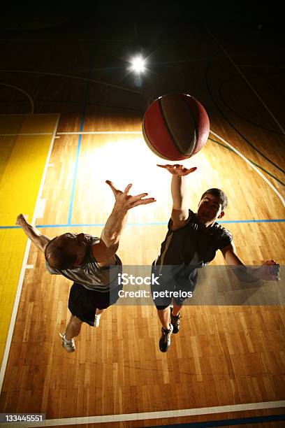 Basketball Fight Dark Silhouettes Stock Photo - Download Image Now - Basketball - Ball, Basketball - Sport, Rebound