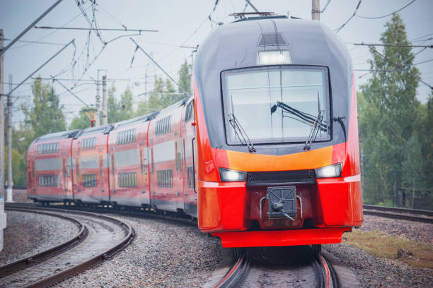 istock Highspeed train moves fast at rainy day. 1334455773