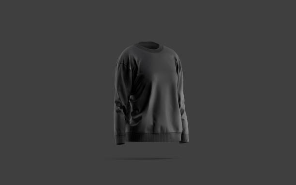 istock Blank black women sweatshirt mockup, dark background 1334456805
