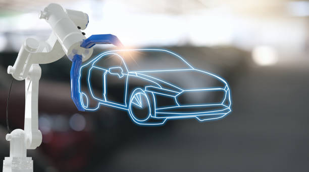 istock mechanic inspection engine with hand robot ai machine.Blue car for service maintenance insurance with car engine.for transport automobile automotive ai. 1334458445