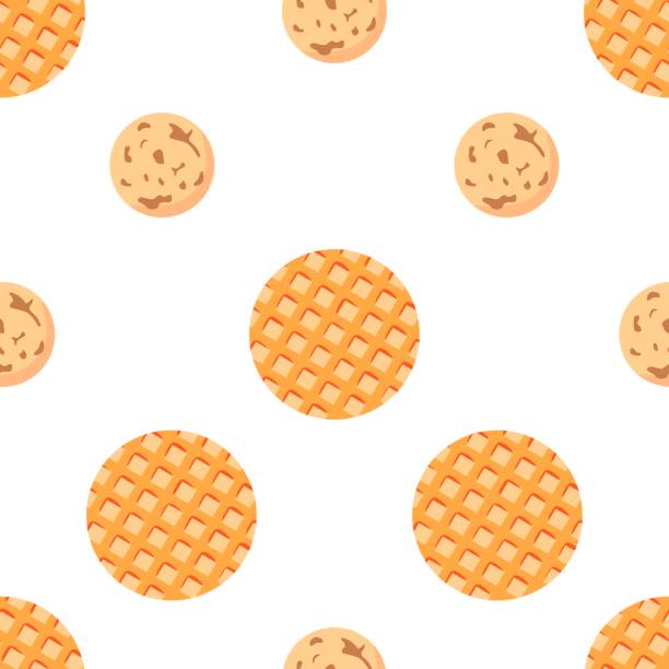 stockillustraties, clipart, cartoons en iconen met simple vector seamless pattern. traditional dutch sweet pastry. stroopwafel and pepernoten on white background. for packaging, wrapping paper. - sinterklaas nederland