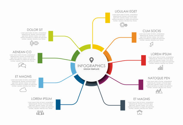 illustrazioni stock, clip art, cartoni animati e icone di tendenza di modello di progettazione infografica con posizione per i dati. illustrazione vettoriale. - 9