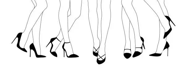 Vector illustration of Girls on stiletto heels